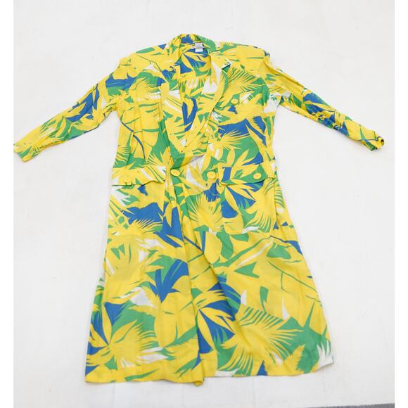Tahari Jackets & Blazers - Vintage TAHARI 100% Rayon Tropical Leaf Coat Dress M/L